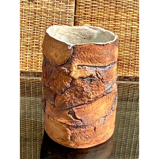 Vintage Boho Signed Handmade Pottery Vase — additional photo 2