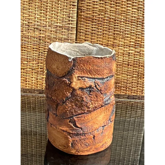 Vintage Boho Signed Handmade Pottery Vase — additional photo 3
