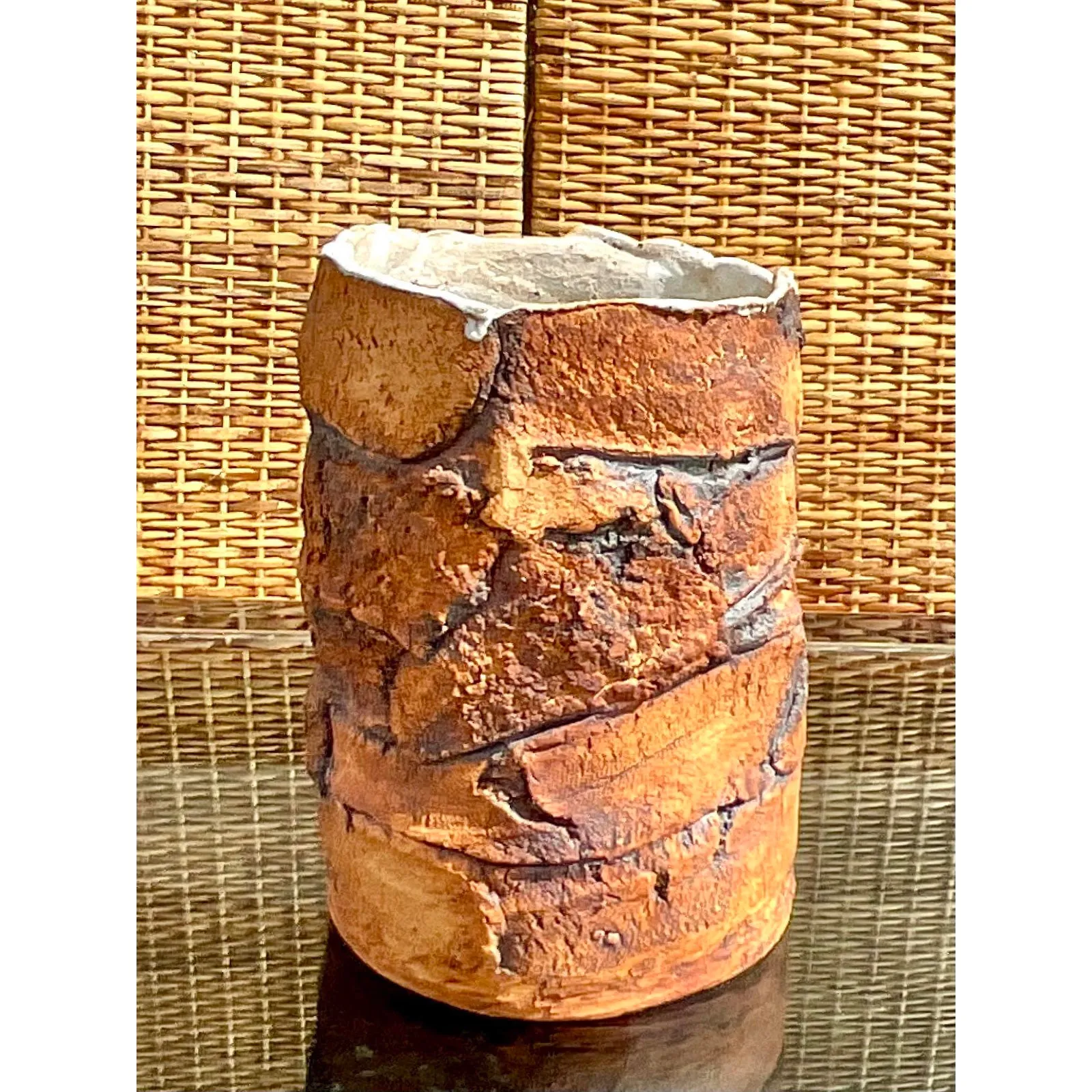 Vintage Boho Signed Handmade Pottery Vase — additional photo 6