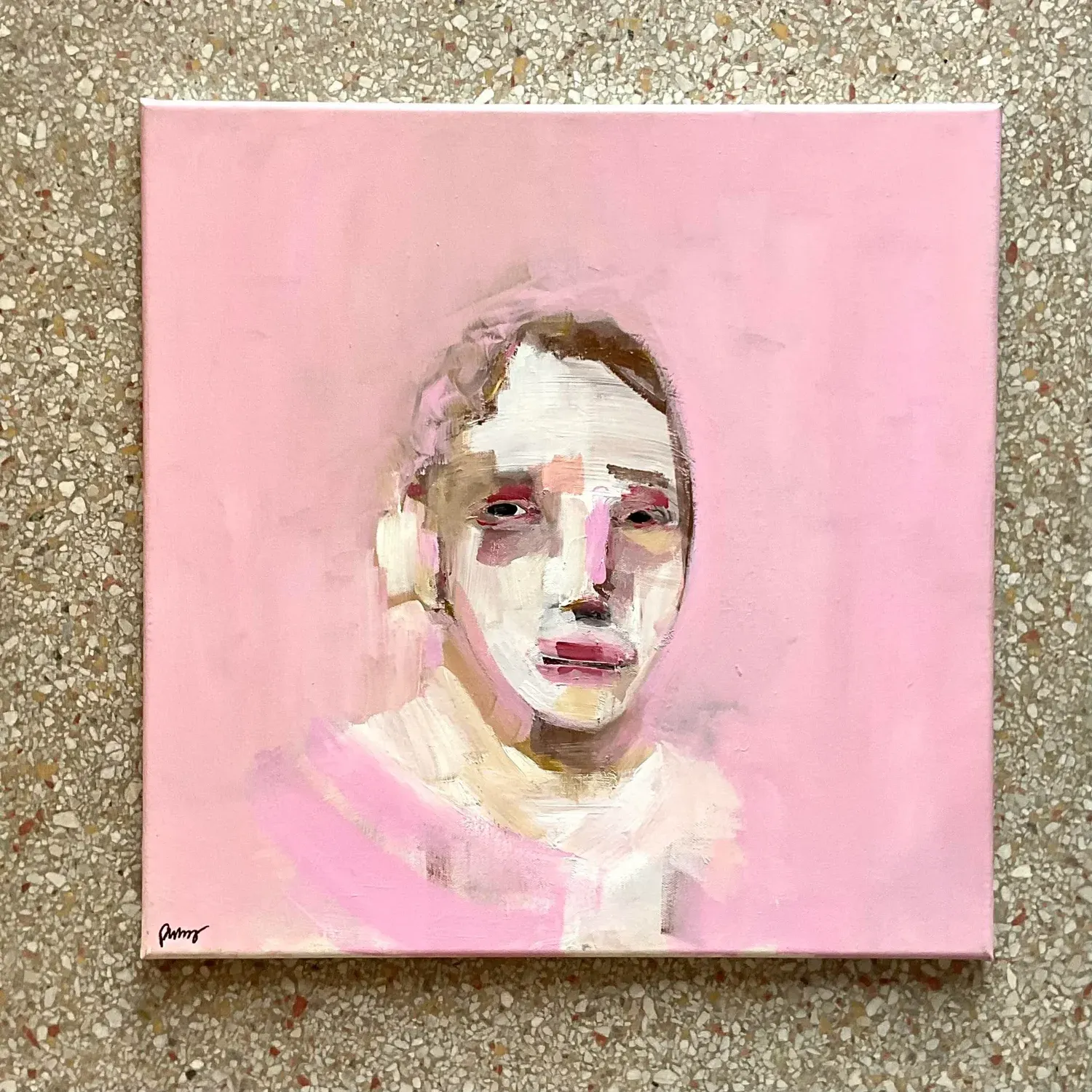 Vintage Boho Signed Original Oil Portrait on Canvas — additional photo 6