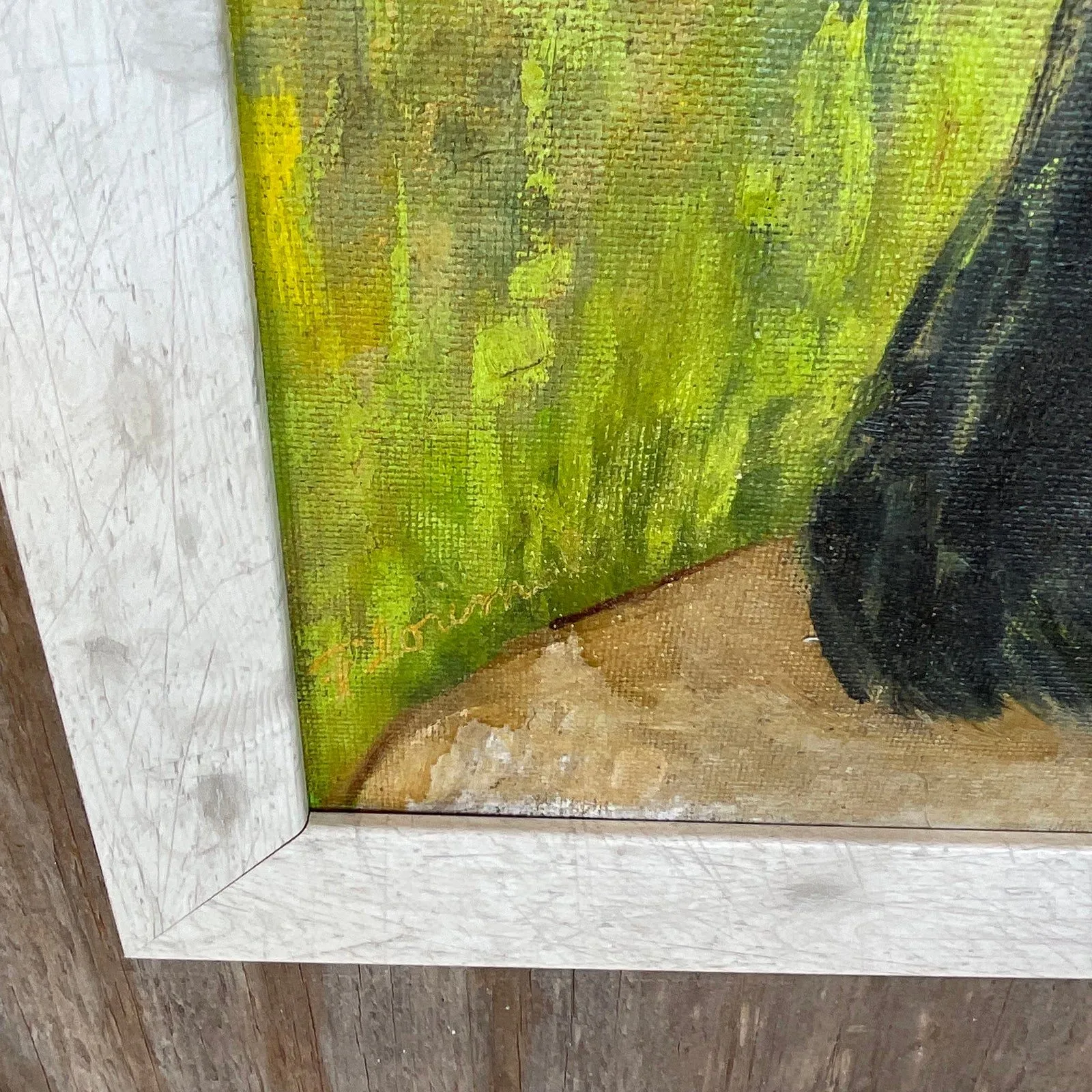 Vintage Boho Signed Original Oil Portrait on Canvas - Oil Paint, 19.5W x 23.5H — additional photo 2