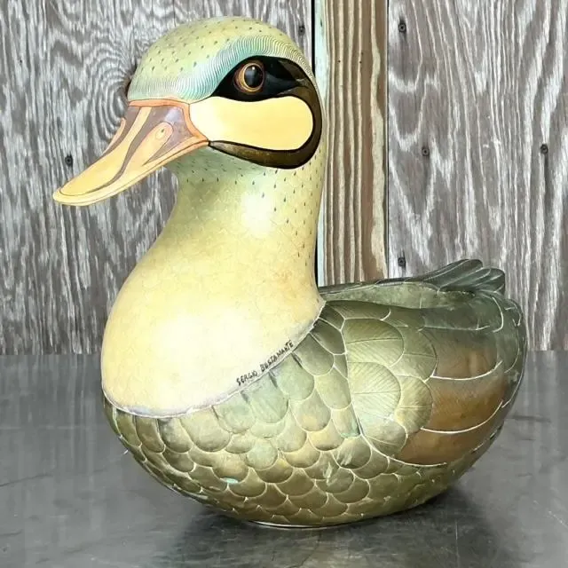 Vintage Boho Signed Sergio Bustamante Duck Planter — additional photo 6