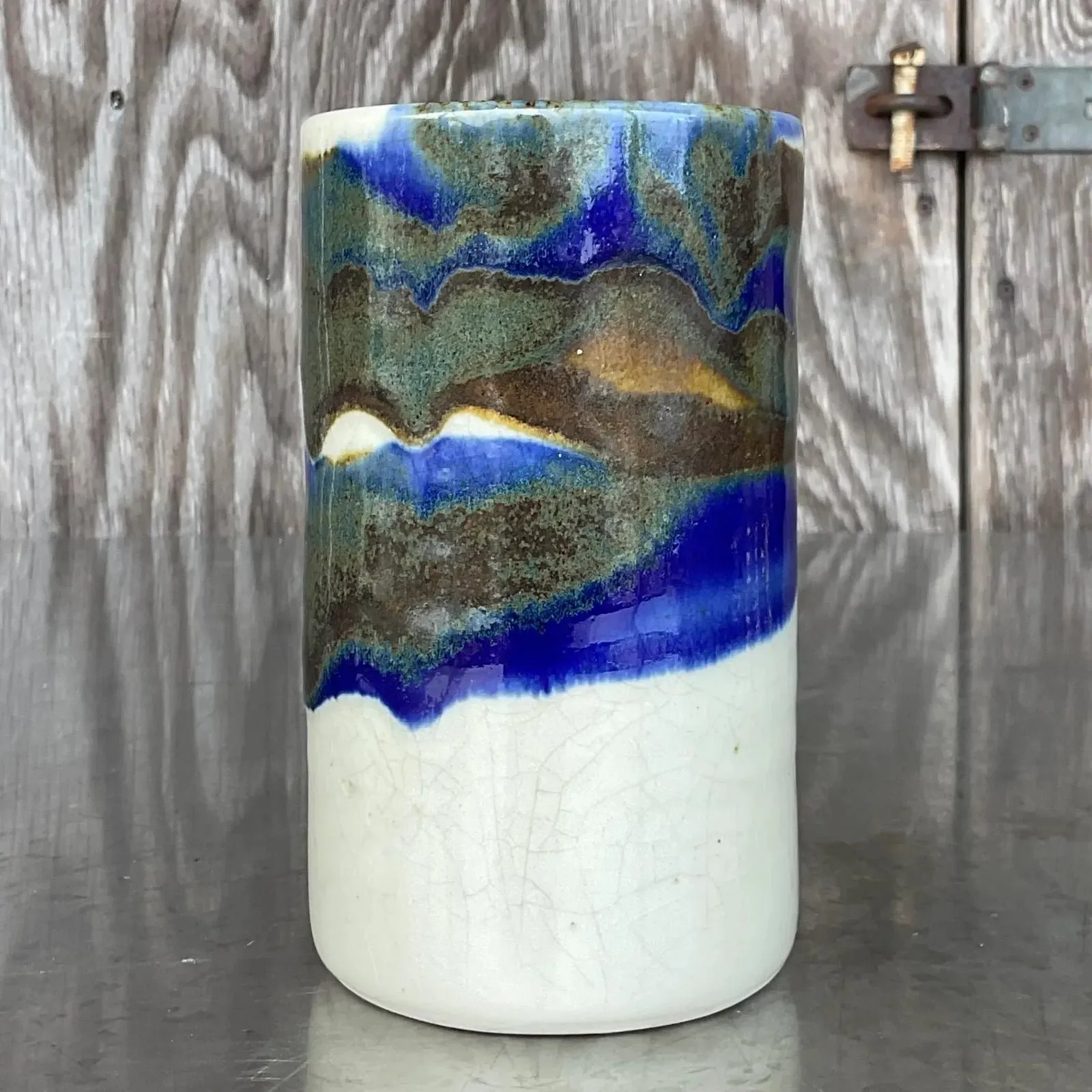 Vintage Boho Signed Studio Pottery Vase - Pottery, 4W x 6.5H — additional photo 1