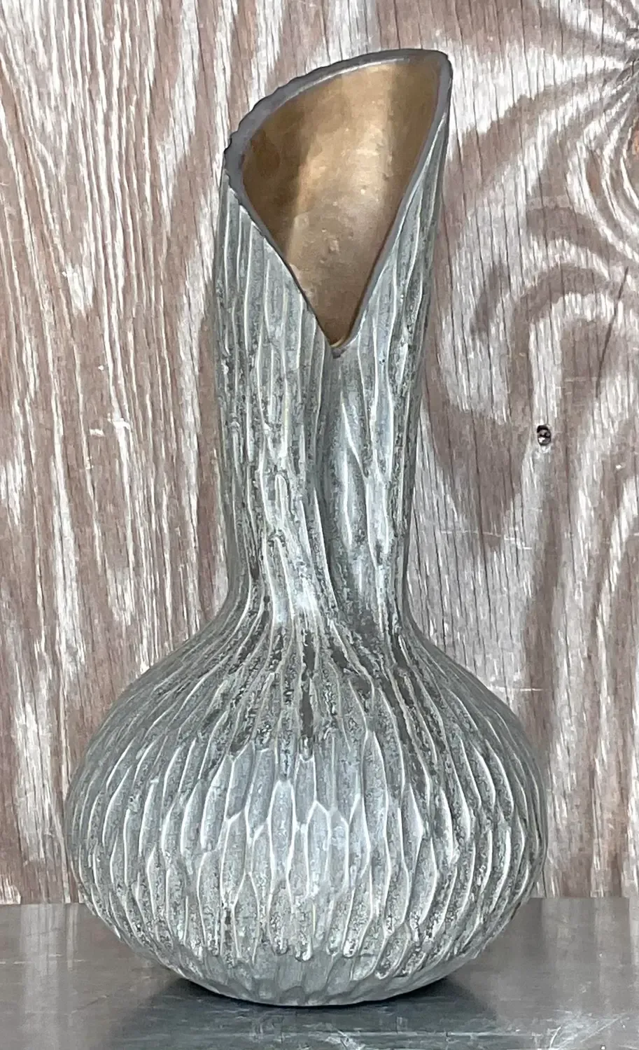 Vintage Boho Signed Studio Pottery Vase - Pottery, 8.25W x 17H — additional photo 2