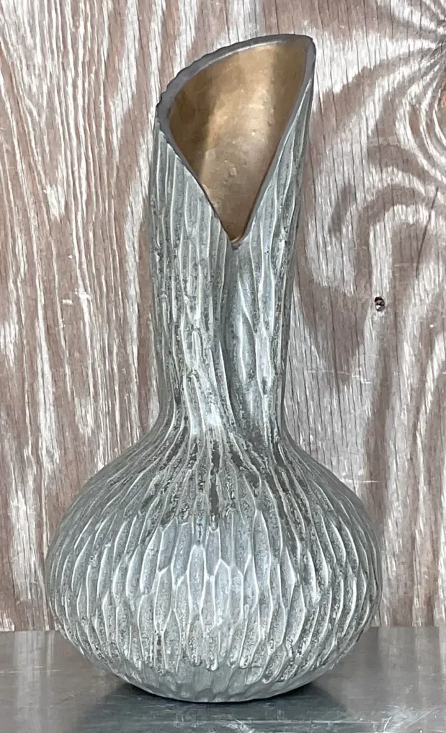 Vintage Boho Signed Studio Pottery Vase - Pottery, 8.25W x 17H — additional photo 2