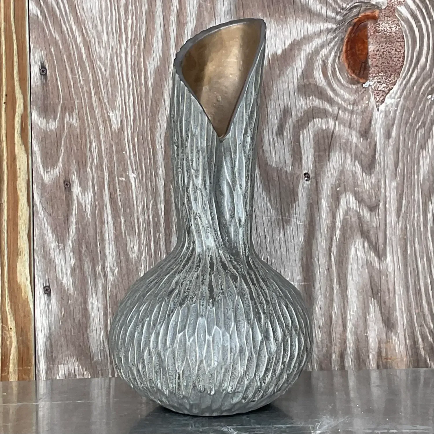 Vintage Boho Signed Studio Pottery Vase - Pottery, 8.25W x 17H — additional photo 3