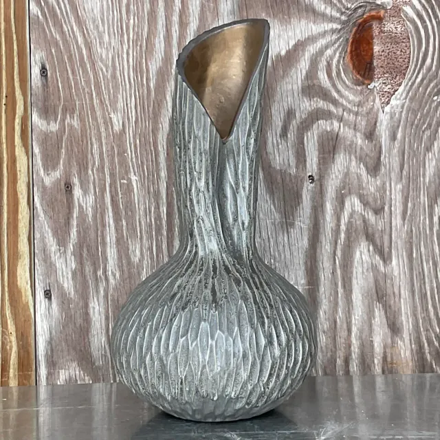 Vintage Boho Signed Studio Pottery Vase - Pottery, 8.25W x 17H — additional photo 3