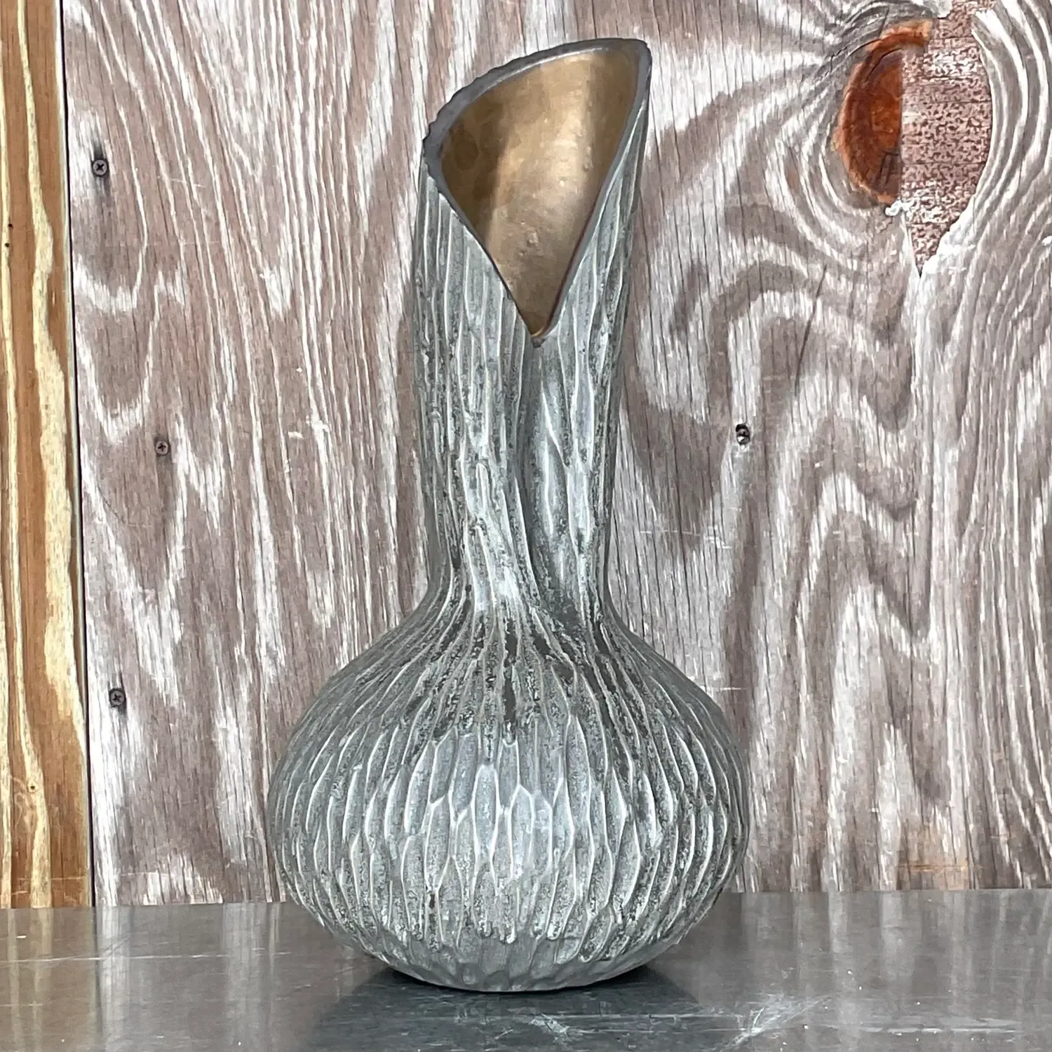 Vintage Boho Signed Studio Pottery Vase - Pottery, 8.25W x 17H — additional photo 4