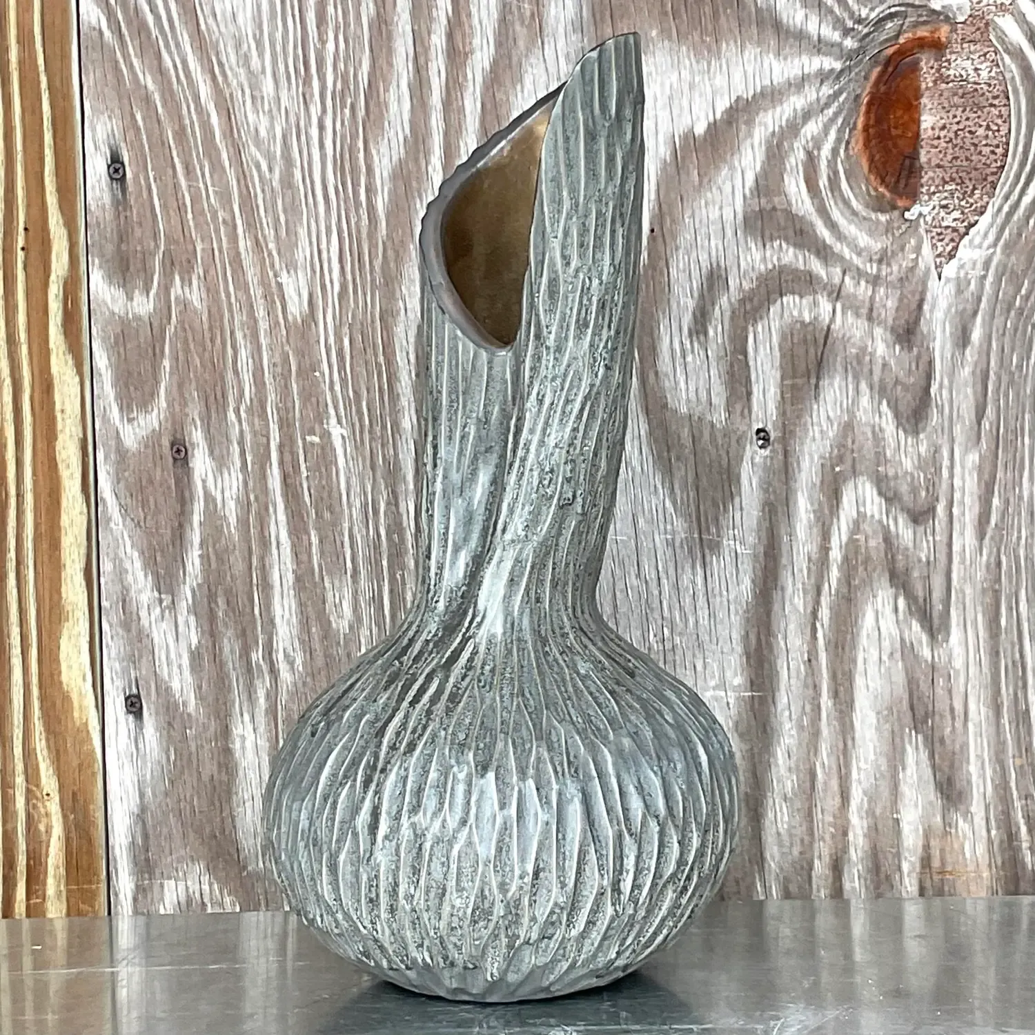 Vintage Boho Signed Studio Pottery Vase - Pottery, 8.25W x 17H — additional photo 5