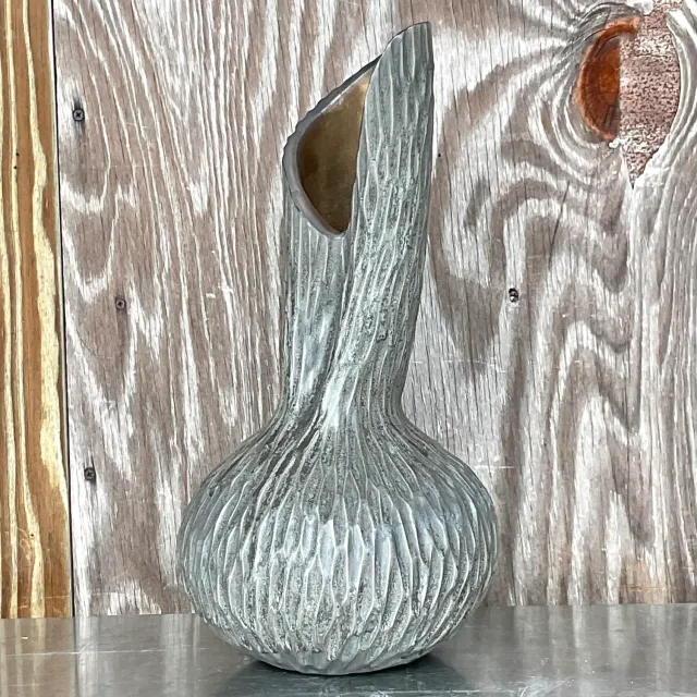 Vintage Boho Signed Studio Pottery Vase - Pottery, 8.25W x 17H — additional photo 5
