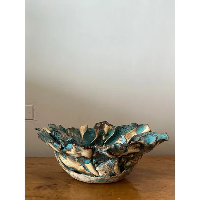 Vintage Boho Slab Built Studio Pottery Bowl — additional photo 3