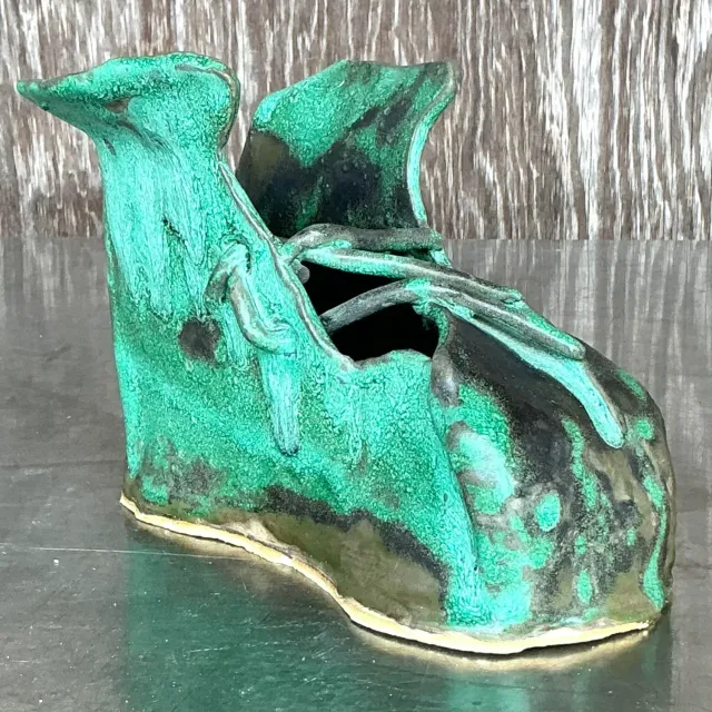 Vintage Boho Slab Built Studio Pottery Shoe Sculpture Z — additional photo 3