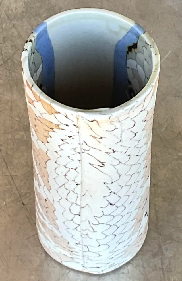 Vintage Boho Slab Built Studio Pottery Vase - Pottery, 2.75W x 6.5H — additional photo 3