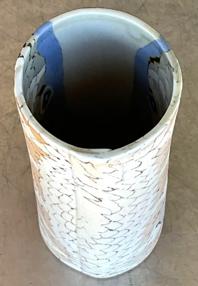 Vintage Boho Slab Built Studio Pottery Vase - Pottery, 2.75W x 6.5H — additional photo 7