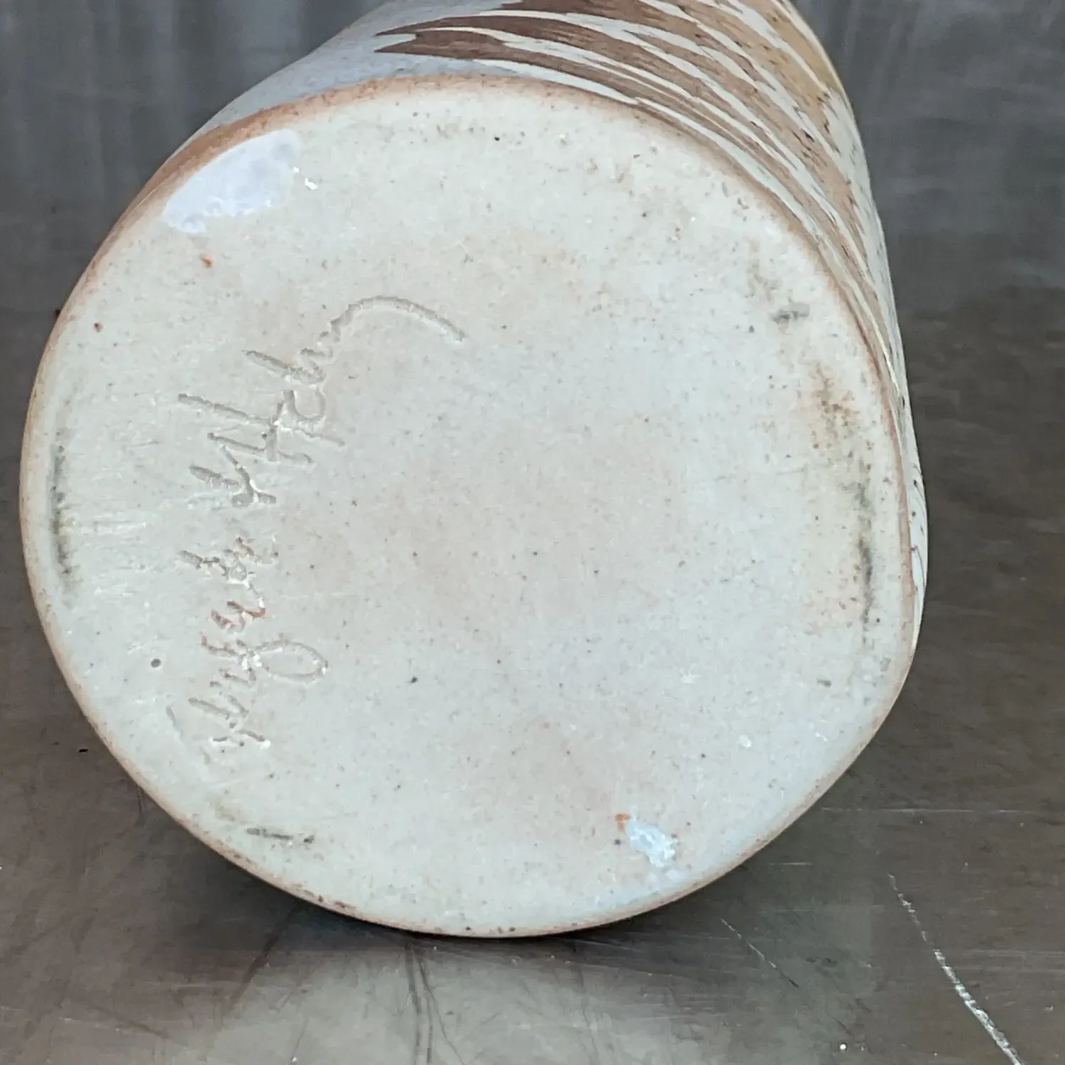 Vintage Boho Slab Built Studio Pottery Vase - Pottery, 2.75W x 6.5H — additional photo 8