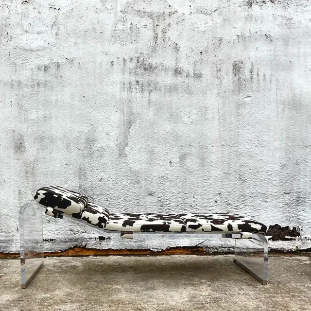 Vintage Boho Slab Lucite Chaise Lounge — additional photo 4