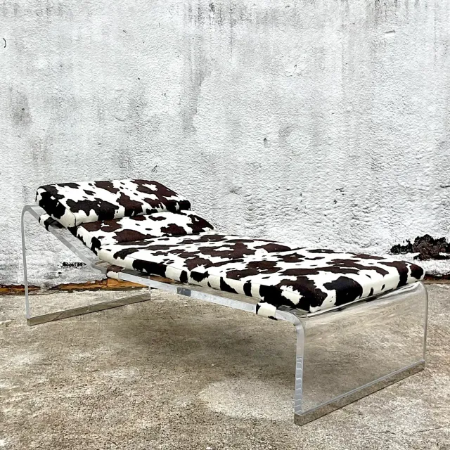 Vintage Boho Slab Lucite Chaise Lounge — additional photo 5