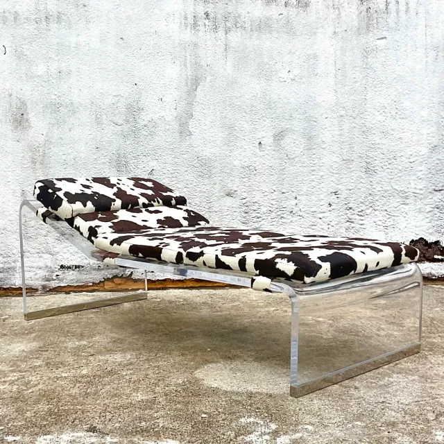 Vintage Boho Slab Lucite Chaise Lounge — additional photo 6