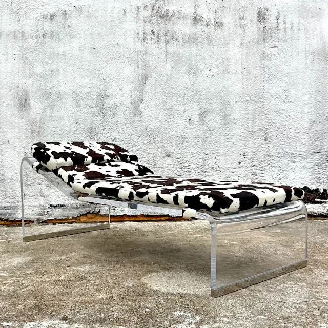 Vintage Boho Slab Lucite Chaise Lounge — additional photo 7