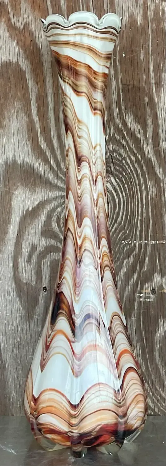 Vintage Boho Slag Glass Swirl Vase — additional photo 2