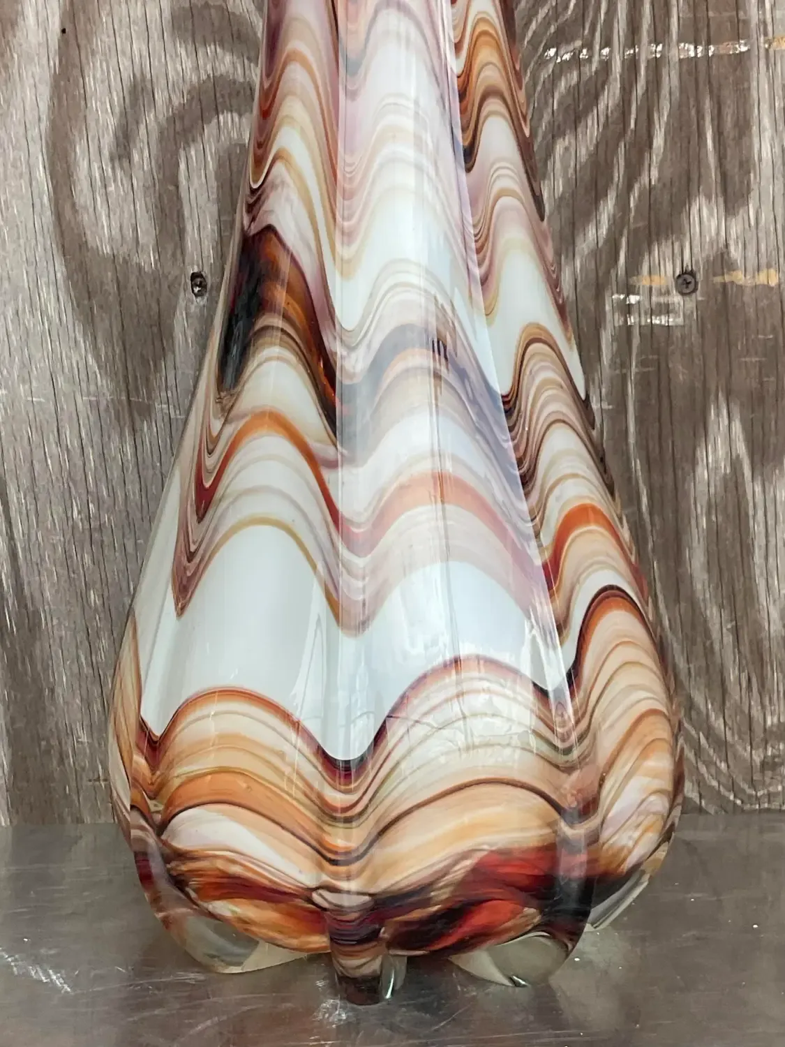 Vintage Boho Slag Glass Swirl Vase — additional photo 3