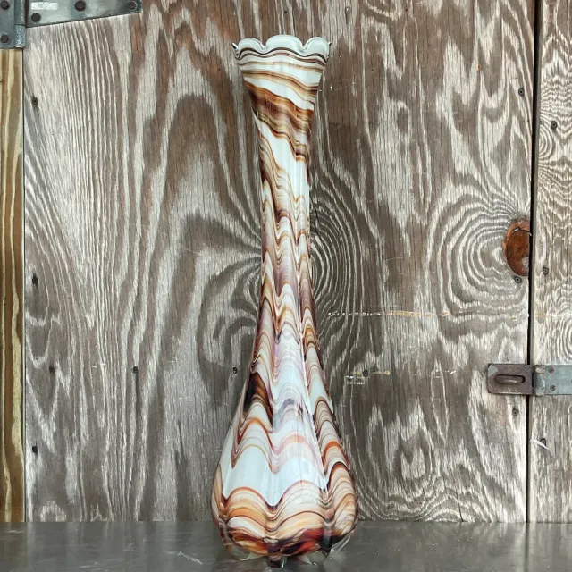 Vintage Boho Slag Glass Swirl Vase — additional photo 4