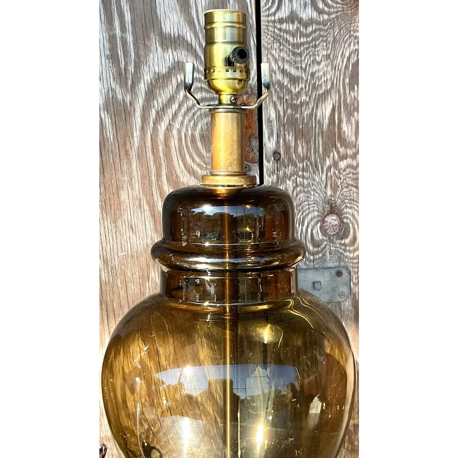 Vintage Boho Smoked Glass Ginger Jar Lamps - a Pair — additional photo 2