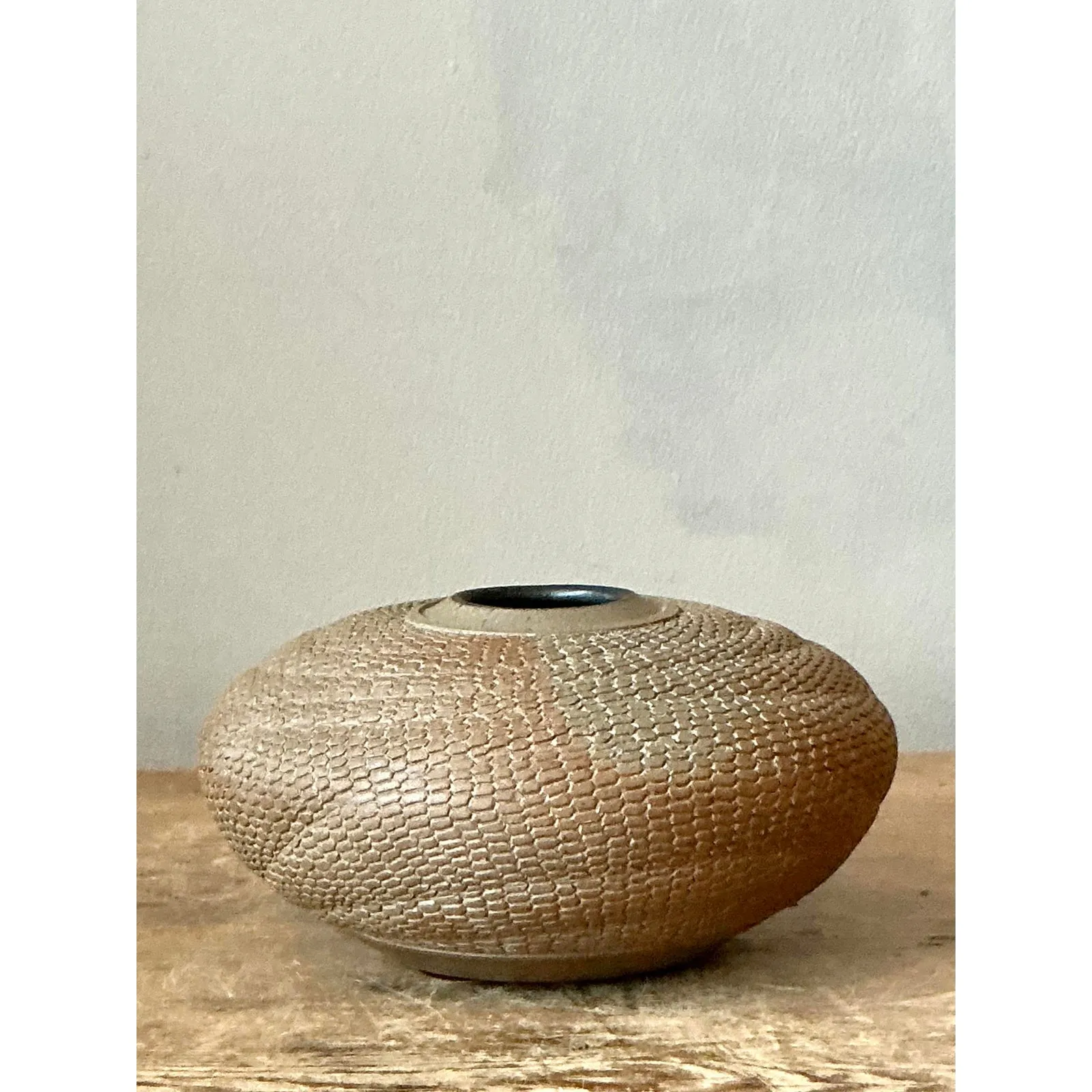 Vintage Boho Snake Skin Original Studio Pottery Vase — additional photo 5