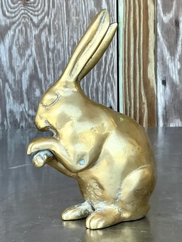 Vintage Boho Solid Brass Bunny — additional photo 2