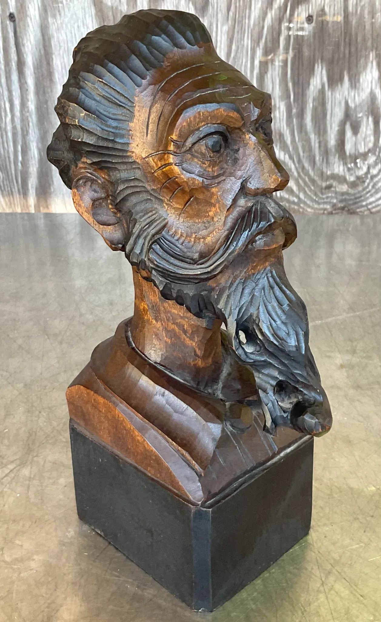 Vintage Boho Spanish Carved Bust of Man — additional photo 4