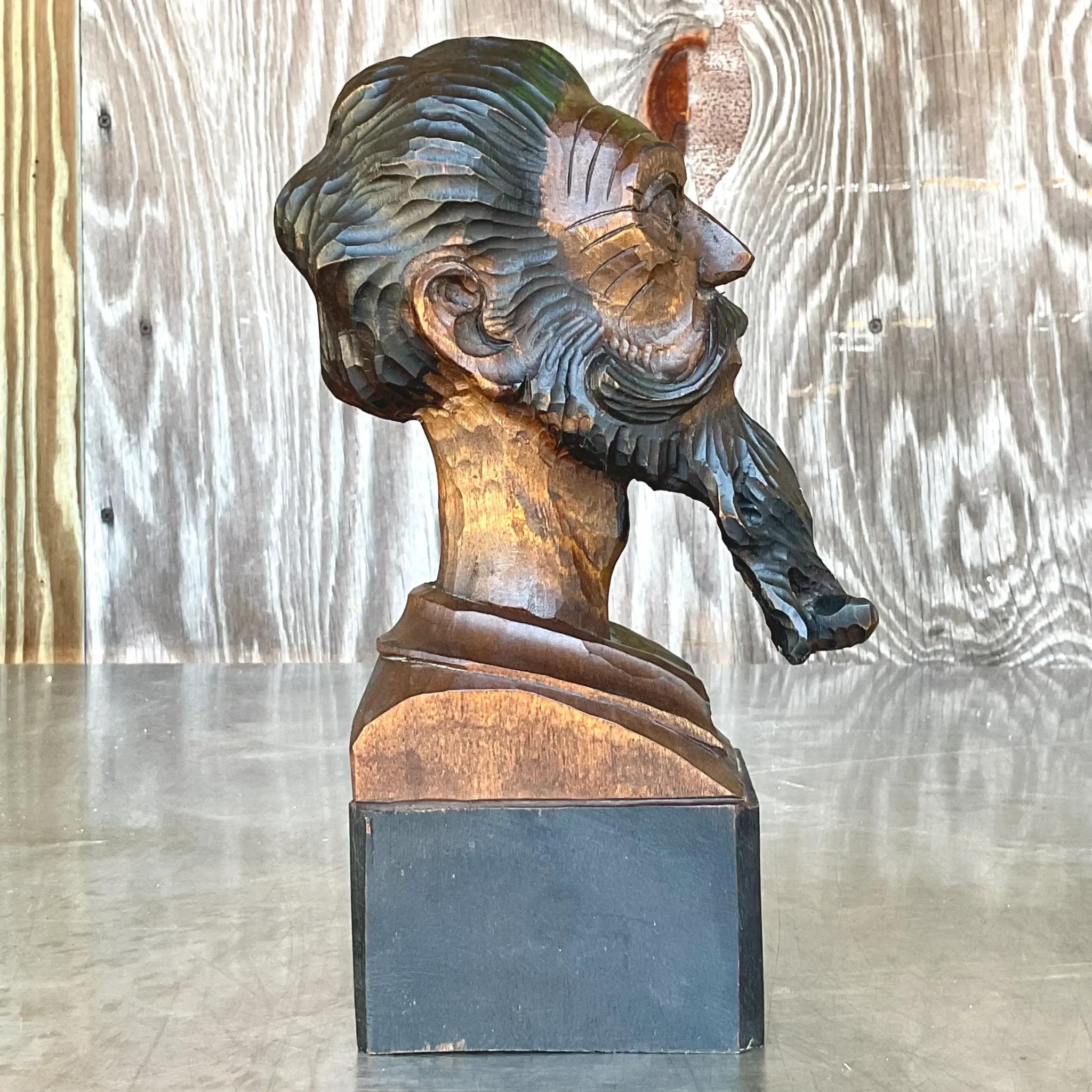 Vintage Boho Spanish Carved Bust of Man — additional photo 5