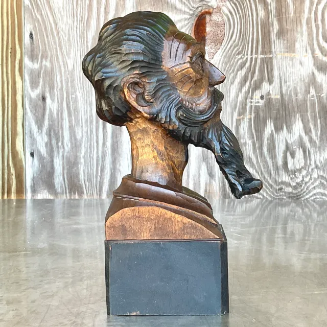 Vintage Boho Spanish Carved Bust of Man — additional photo 5