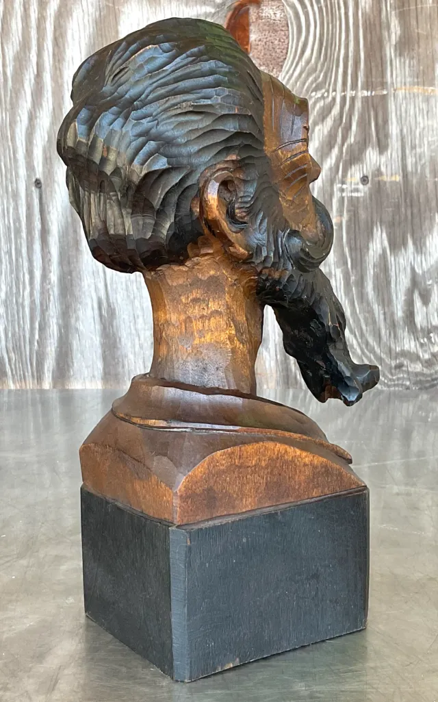 Vintage Boho Spanish Carved Bust of Man — additional photo 7