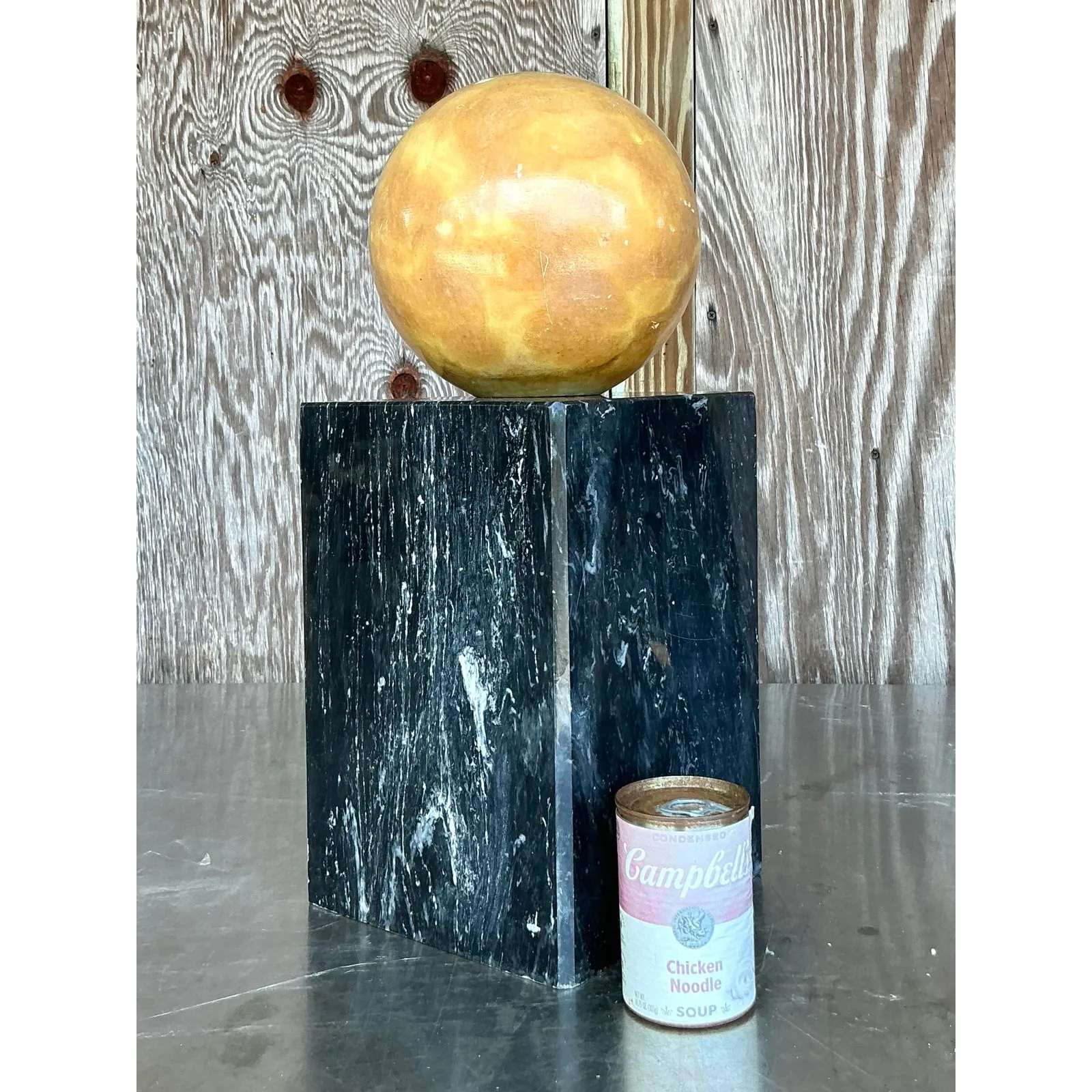 Vintage Boho Stacked Marble Geometric Sphere Sculpture — additional photo 1