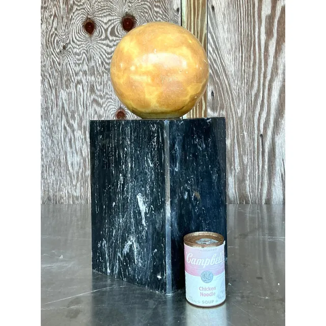 Vintage Boho Stacked Marble Geometric Sphere Sculpture — additional photo 1
