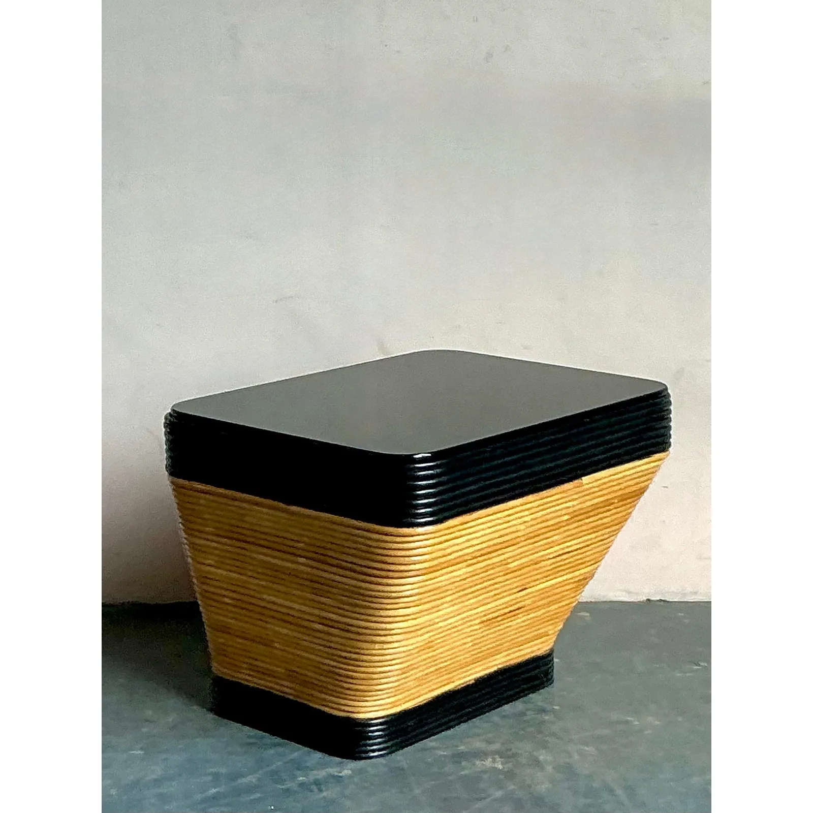 Vintage Boho Stacked Pencil Reed Side Table — additional photo 2