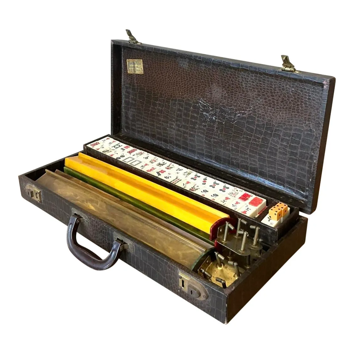 Vintage Boho Stamped Croc Mahjong Set