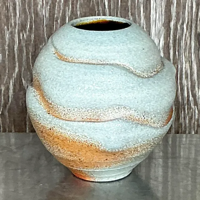 Vintage Boho Stamped Studio Pottery Vase — additional photo 3