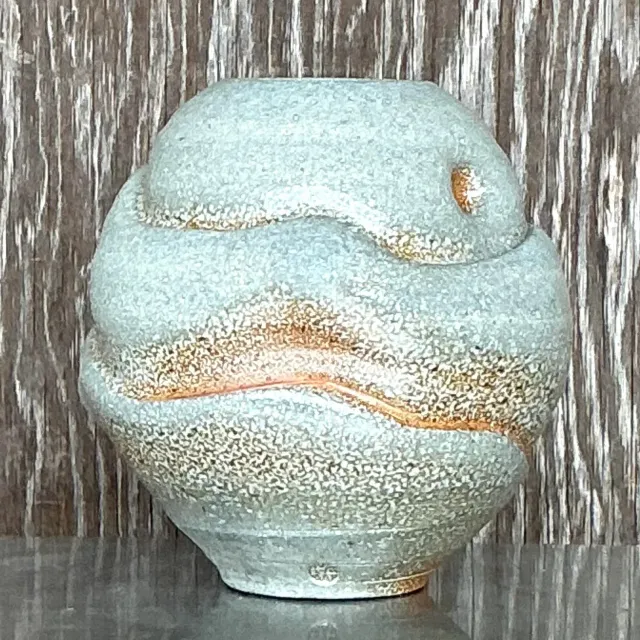 Vintage Boho Stamped Studio Pottery Vase — additional photo 5