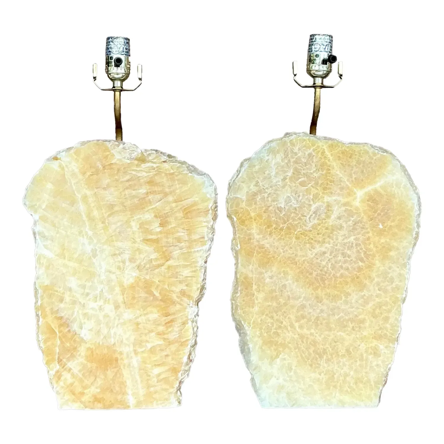Vintage Boho Stone Slab and Lucite Lamps - a Pair — additional photo 1