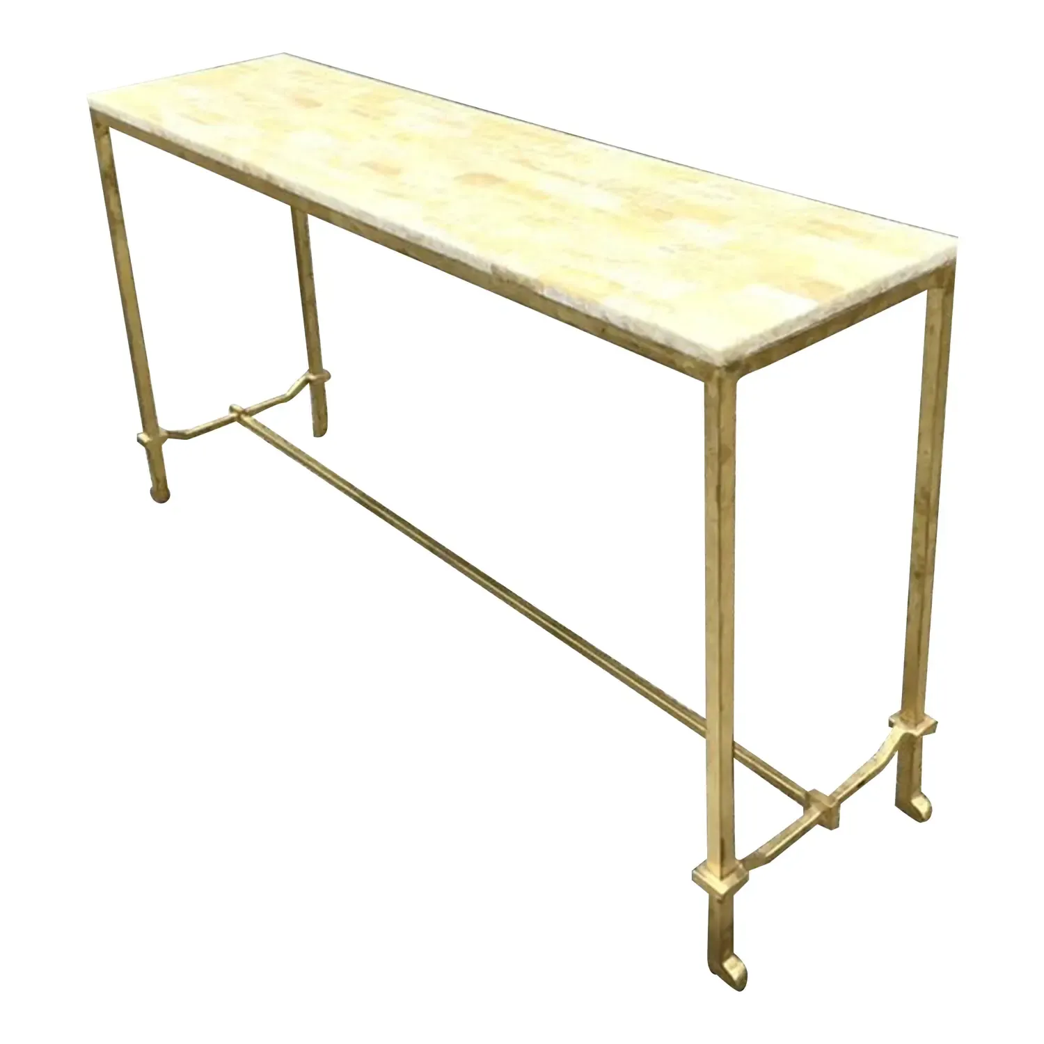 Vintage Boho Stone Top Console Table After Currey and Company — additional photo 1