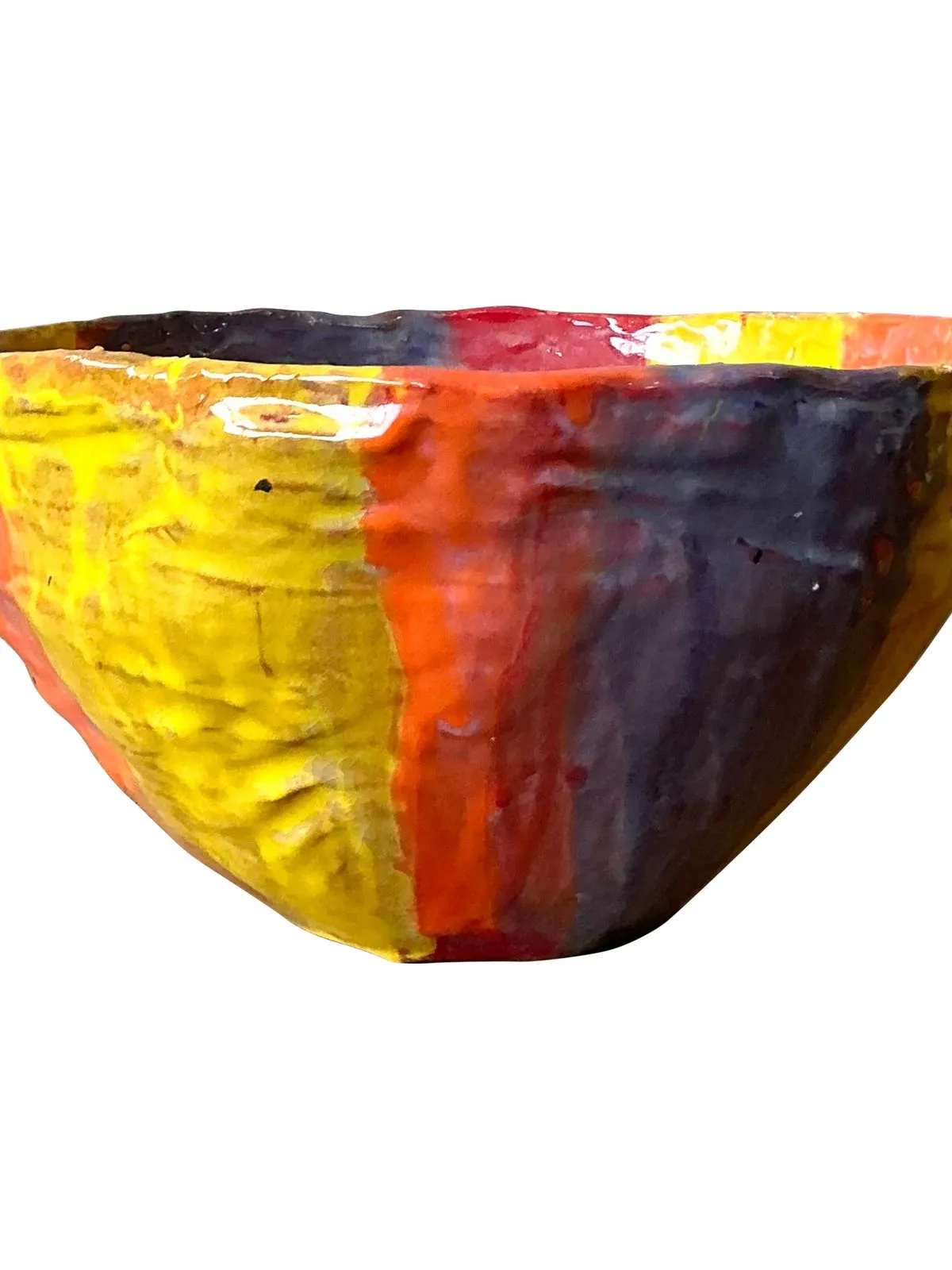 Vintage Boho Striped Studio Pottery Bowl