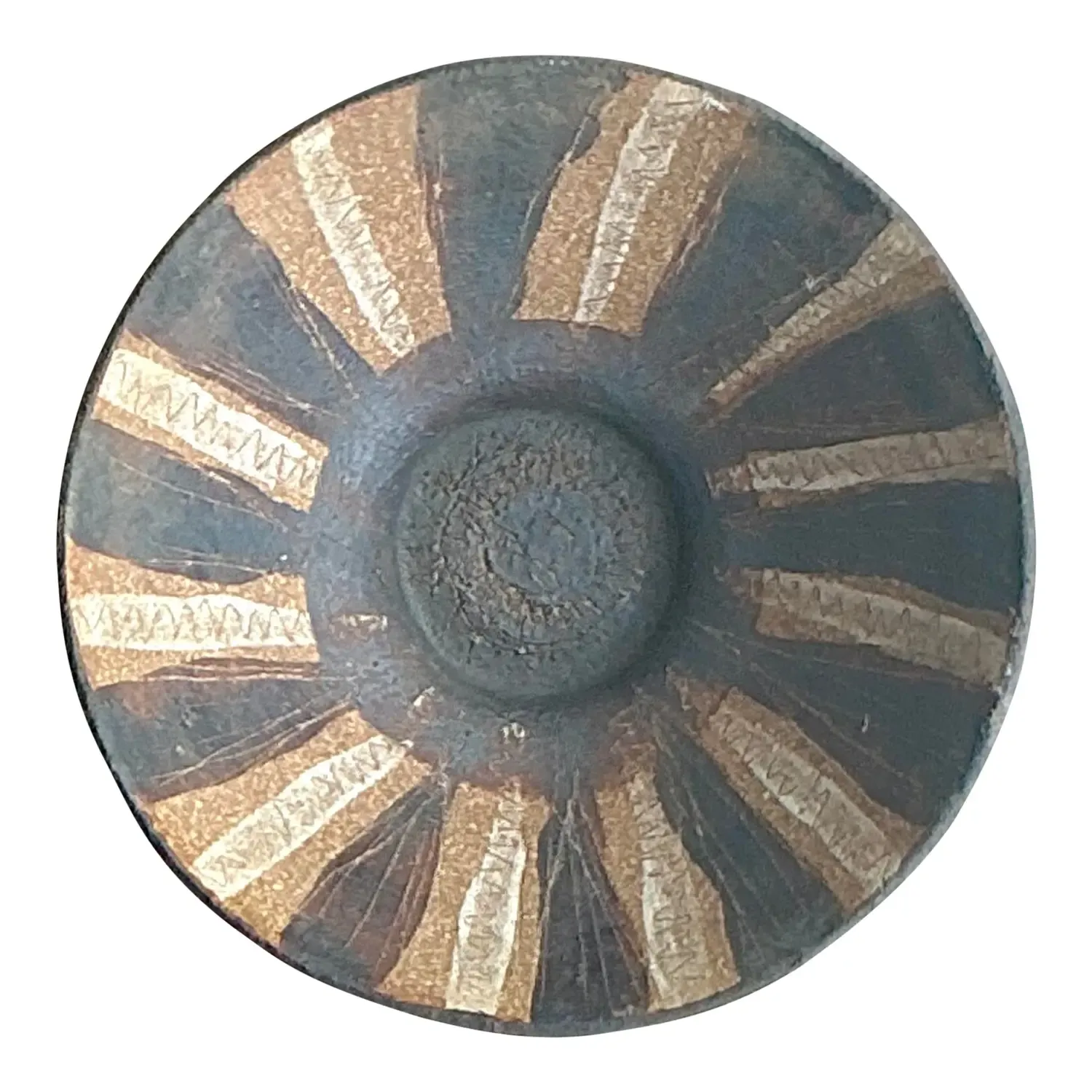 Vintage Boho Striped Studio Pottery Bowl - Pottery, 5.25W x 2.25H — additional photo 1