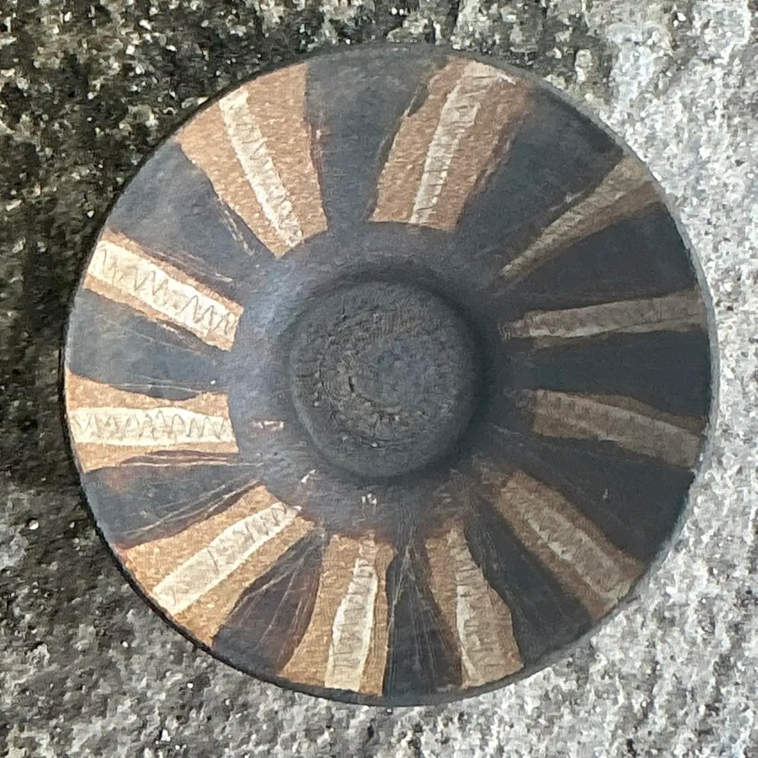 Vintage Boho Striped Studio Pottery Bowl - Pottery, 5.25W x 2.25H — additional photo 3