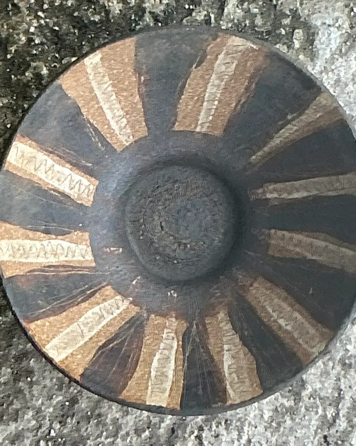 Vintage Boho Striped Studio Pottery Bowl — additional photo 6