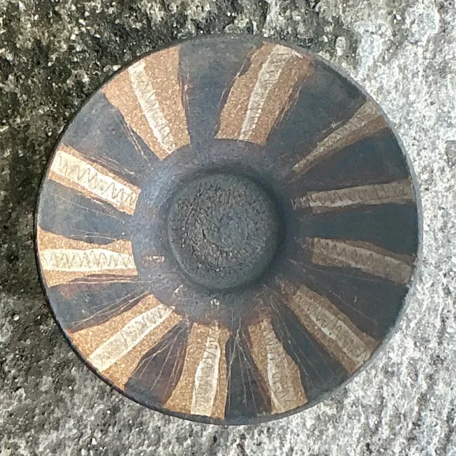 Vintage Boho Striped Studio Pottery Bowl - Pottery, 5.25W x 2.25H — additional photo 5