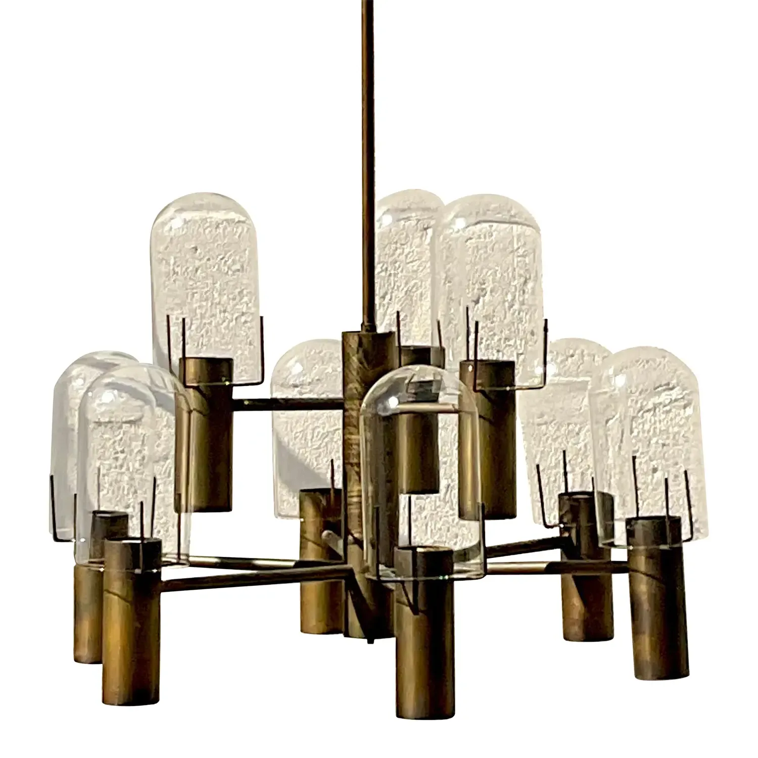 Vintage Boho Stuart Barnes for Robert Long Burnished Brass Chandelier — additional photo 1
