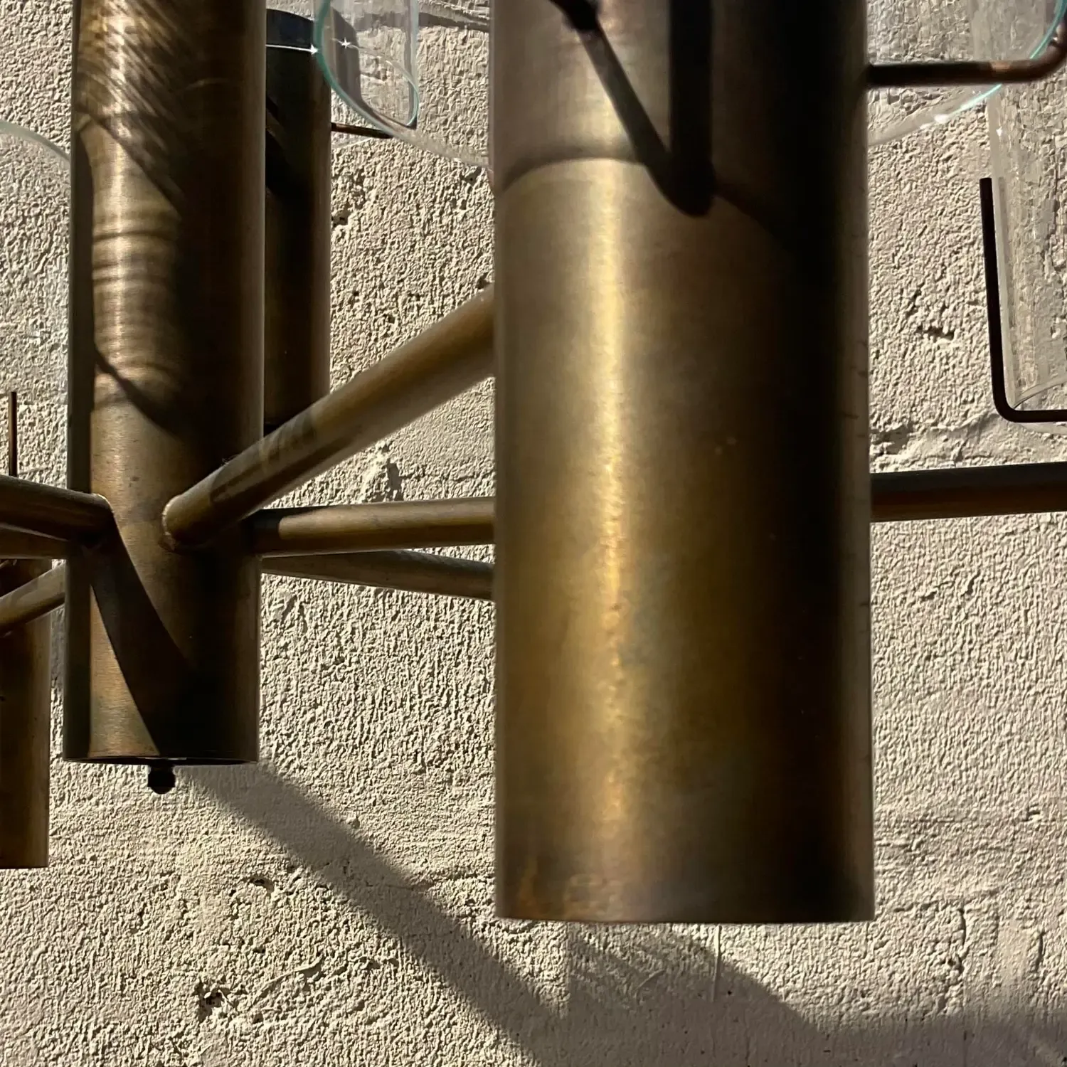 Vintage Boho Stuart Barnes for Robert Long Burnished Brass Chandelier — additional photo 2