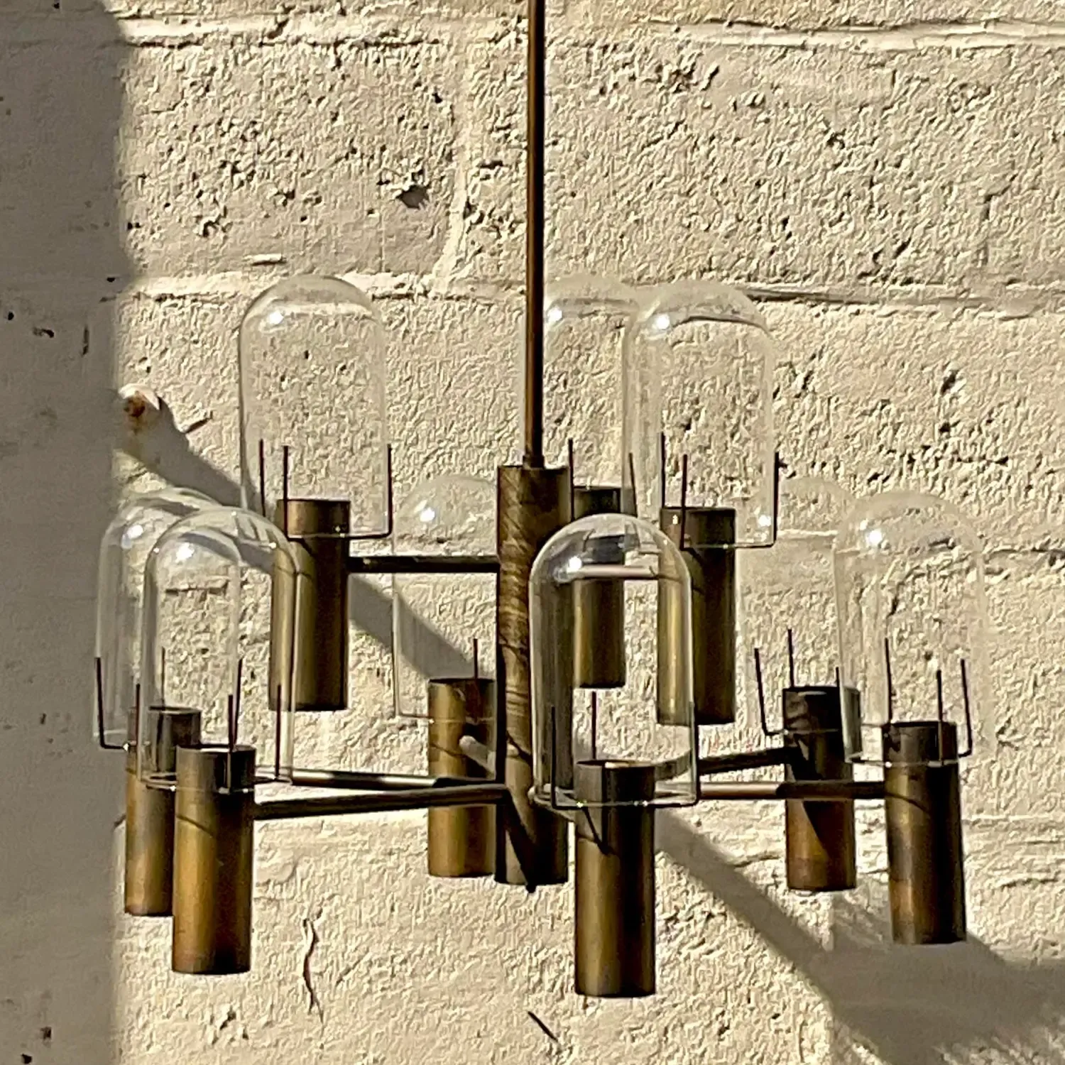 Vintage Boho Stuart Barnes for Robert Long Burnished Brass Chandelier — additional photo 3