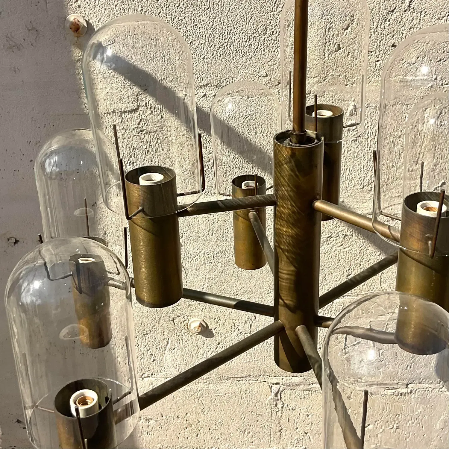 Vintage Boho Stuart Barnes for Robert Long Burnished Brass Chandelier — additional photo 5